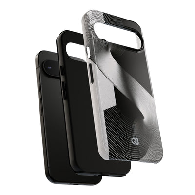 Grey Tough Phone Case for Google Pixel - Obsidian Moiré Wave