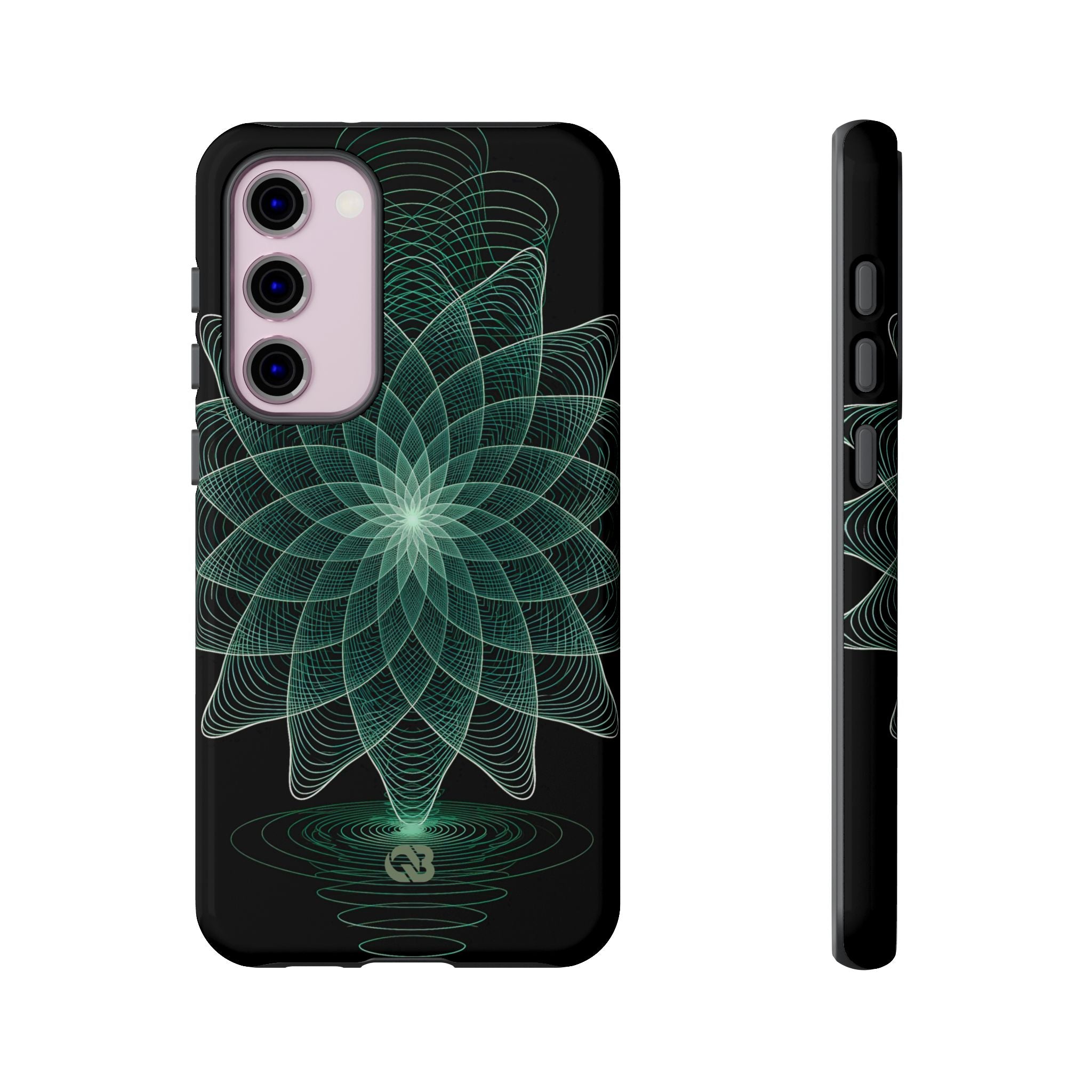Green Tough Phone Case for Samsung - Cyan Signal Bloom