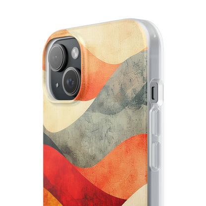 Cracked Wave Sunset iPhone 15 Plus Cover - Blød