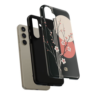 Black Tough Phone Case for Samsung - Kyoto Midnight Blossom
