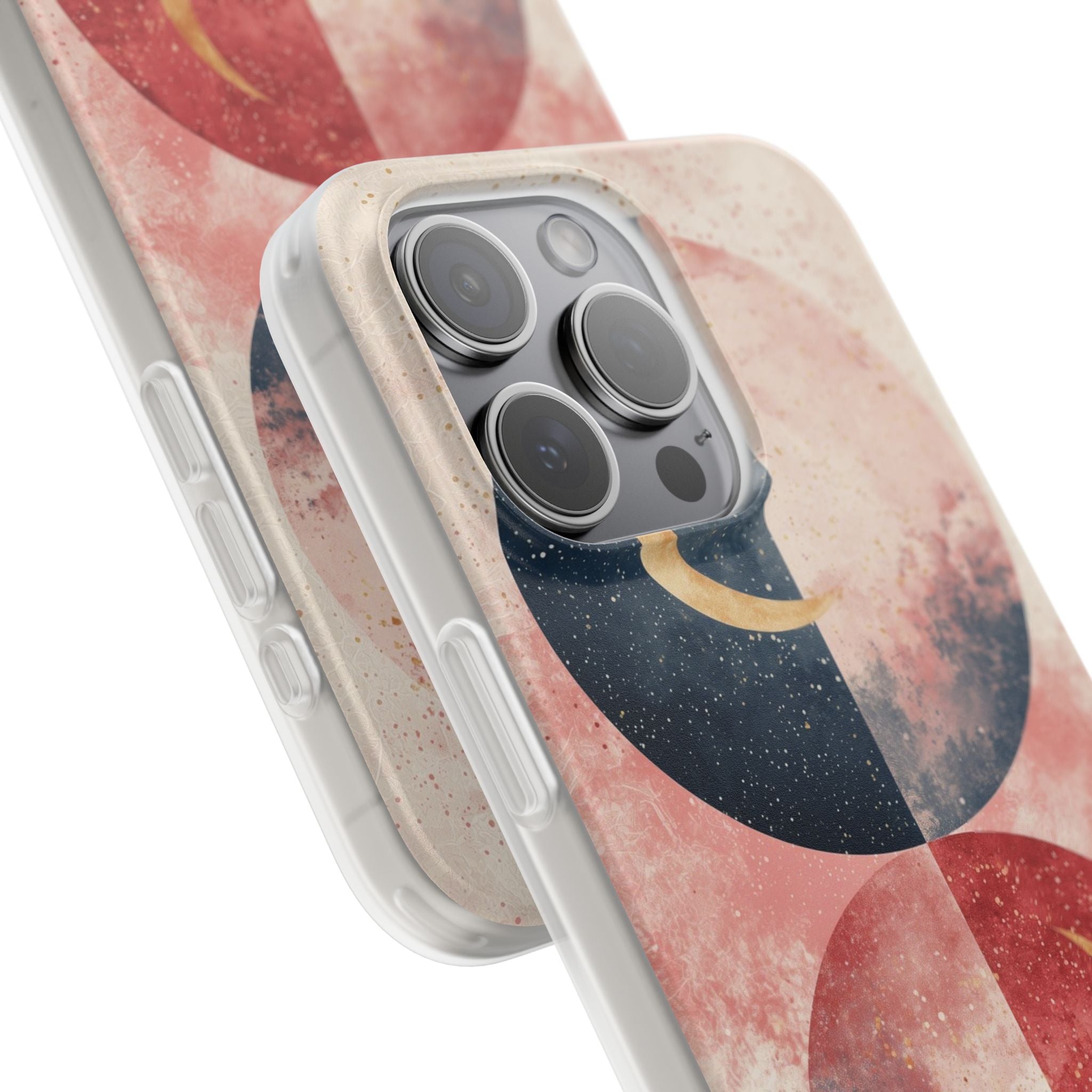 Golden Crescent Circles iPhone 15 Pro Max Case - Soft