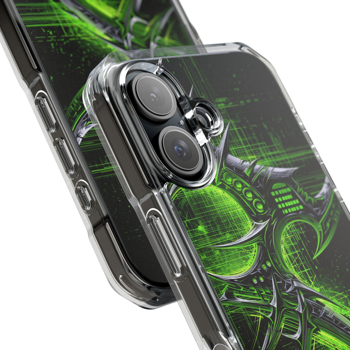 Cyber Sigil Grid · Clear Impact Magnetic Phone Case for iPhone · Green
