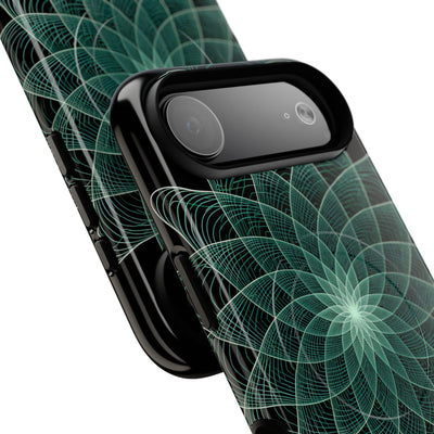 Green Tough 2.0 Magsafe Phone Case for iPhone - Cyan Signal Bloom
