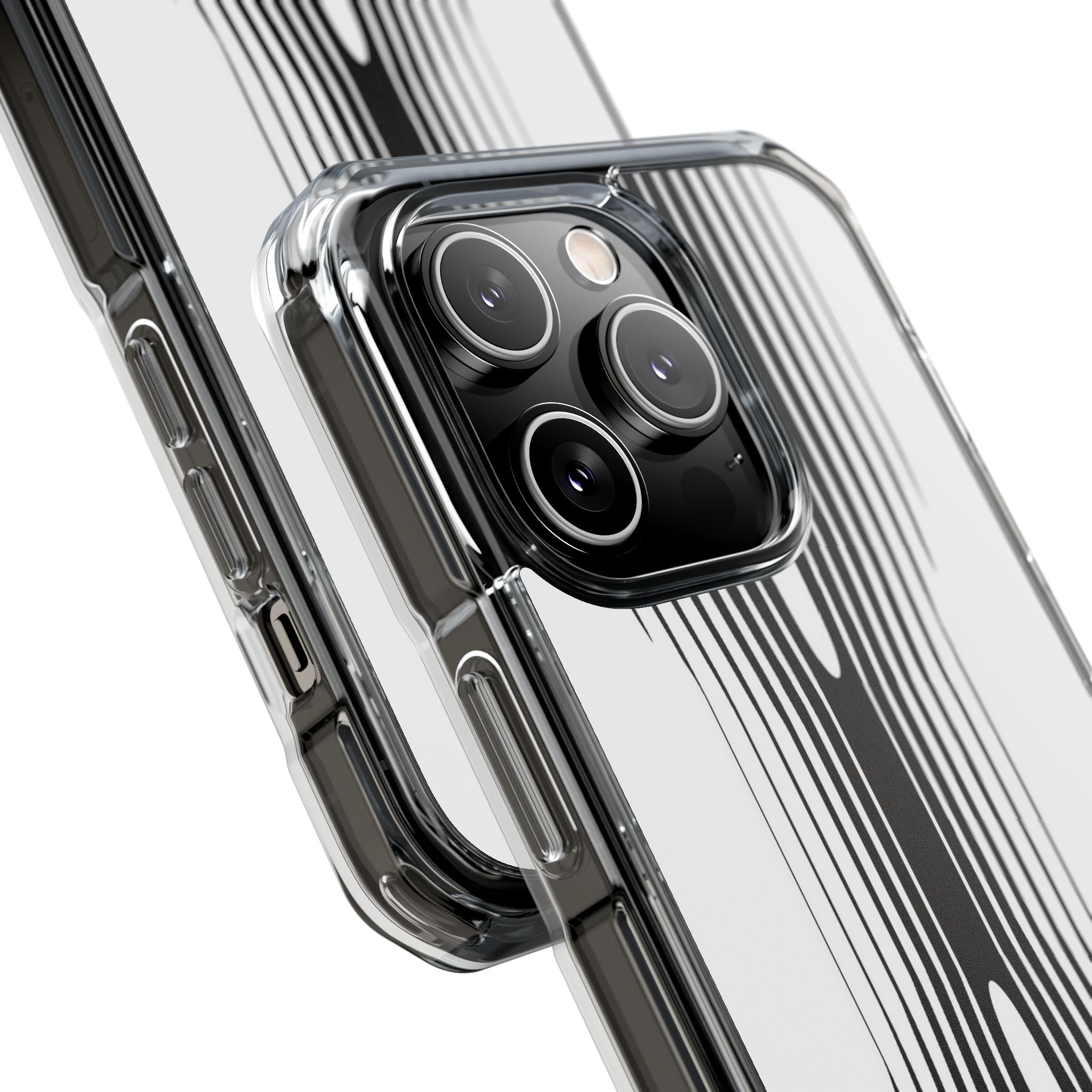 White Impact MagSafe Phone Case for iPhone - Kinetic Mono Distortion