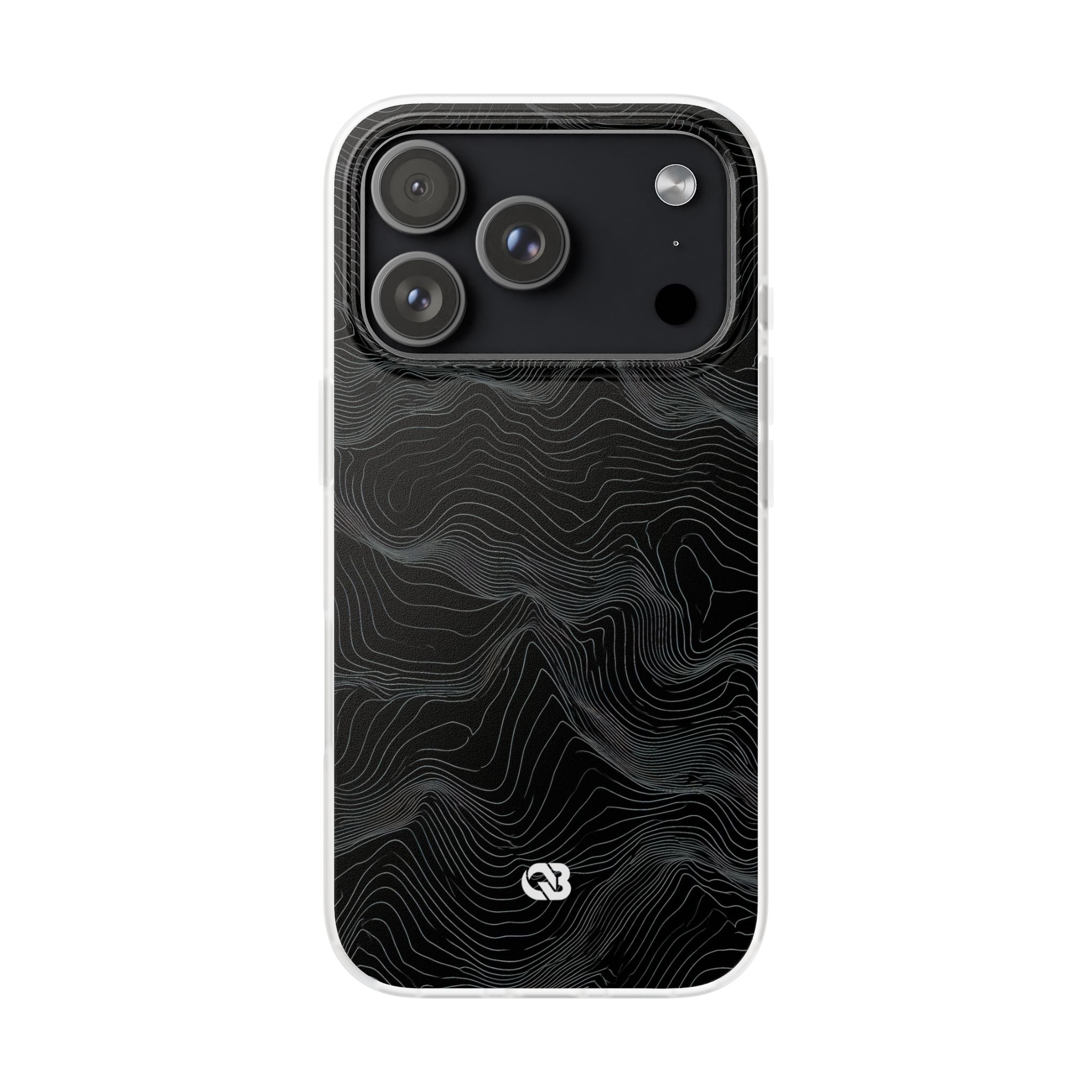 Black Lite Phone Case for iPhone - Obsidian Topo Wireframe