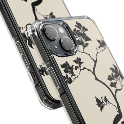 Beige Impact MagSafe Phone Case for iPhone - Obsidian Bonsai Silhouette