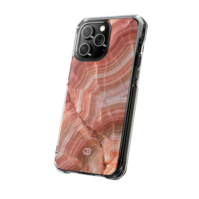 Blushing Rose Strata · Clear Impact Magnetic Phone Case for iPhone · Pink