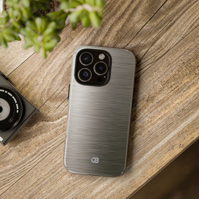 Grey Tough Phone Case for iPhone - Brushed Industrial Steel