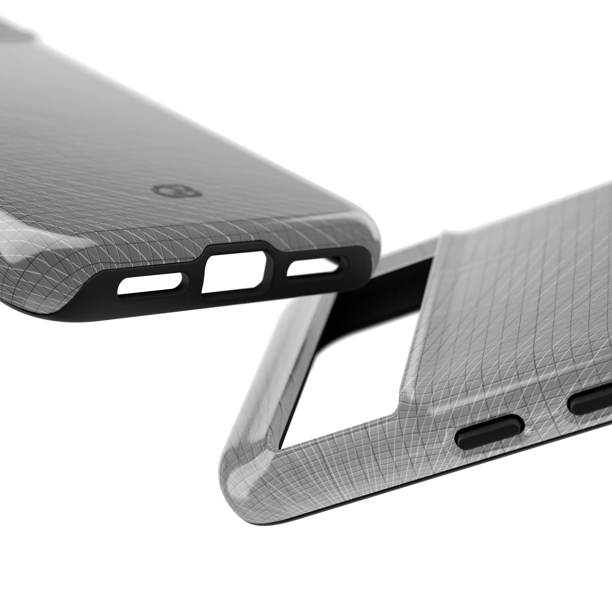 Grey Tough Phone Case for Google Pixel - Chrome Mesh Warp
