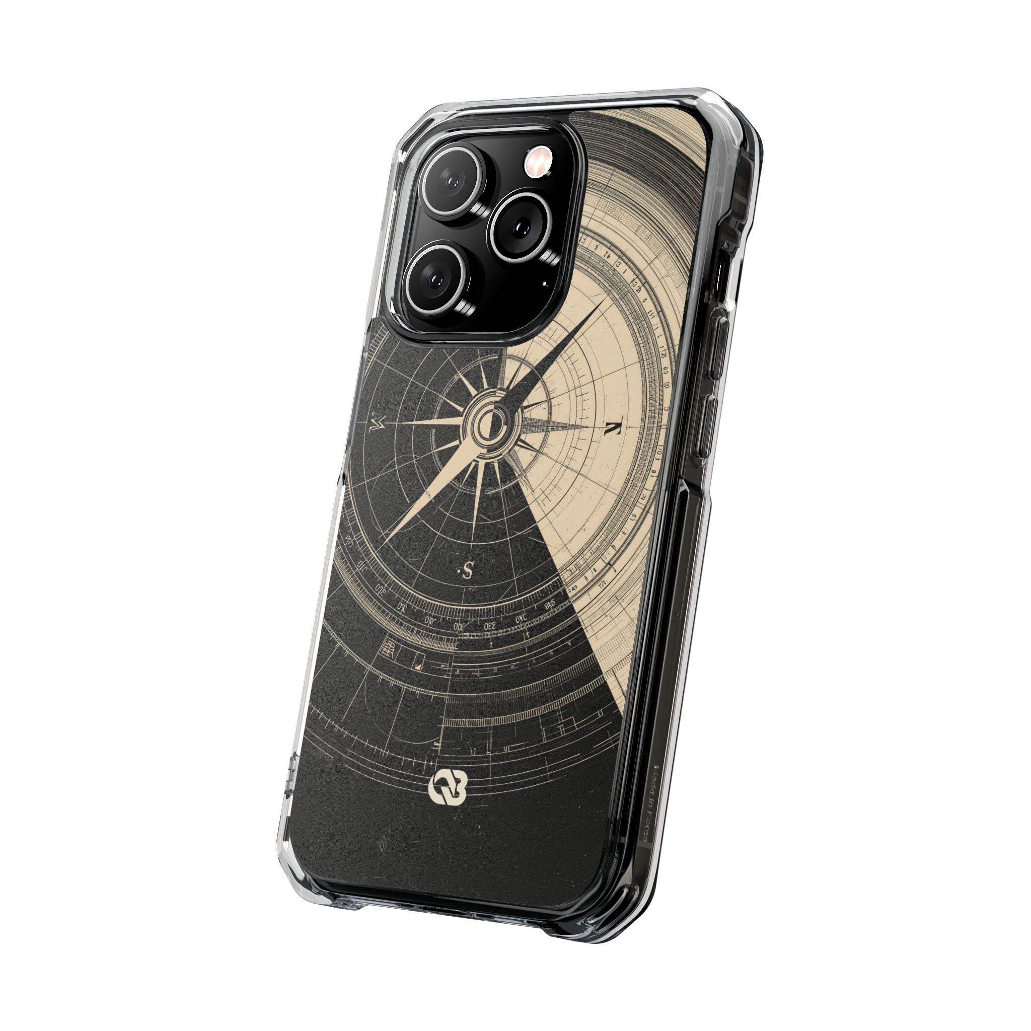 Beige Impact MagSafe Phone Case for iPhone - Obsidian Nautical Blueprint