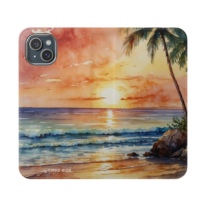 Golden Palm Sunset - iPhone 15 Plus Case - Wallet