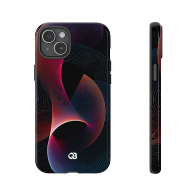 Black Tough Phone Case for iPhone - Cobalt Crimson Flux