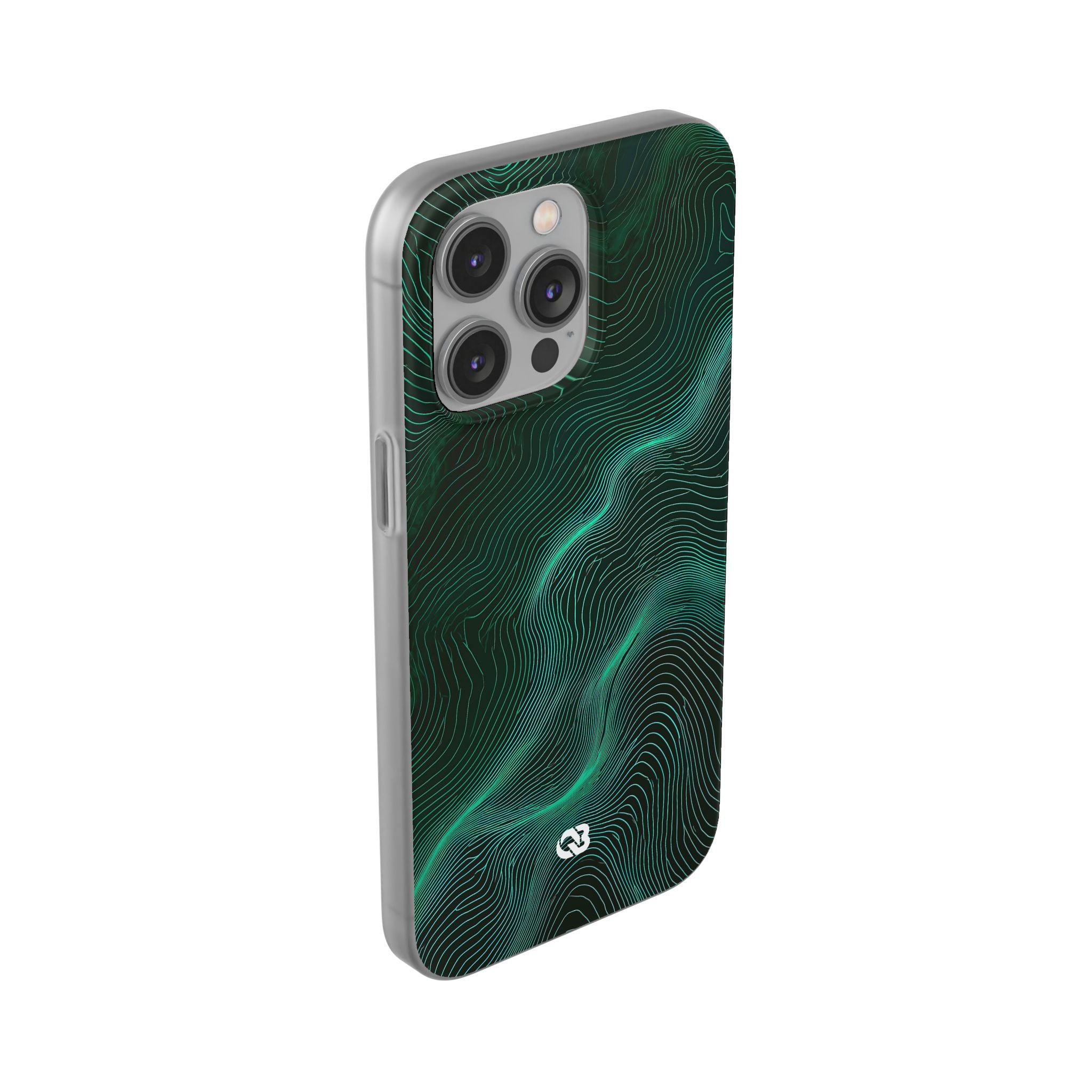 Teal Lite Phone Case for iPhone - Neon Jade Contour