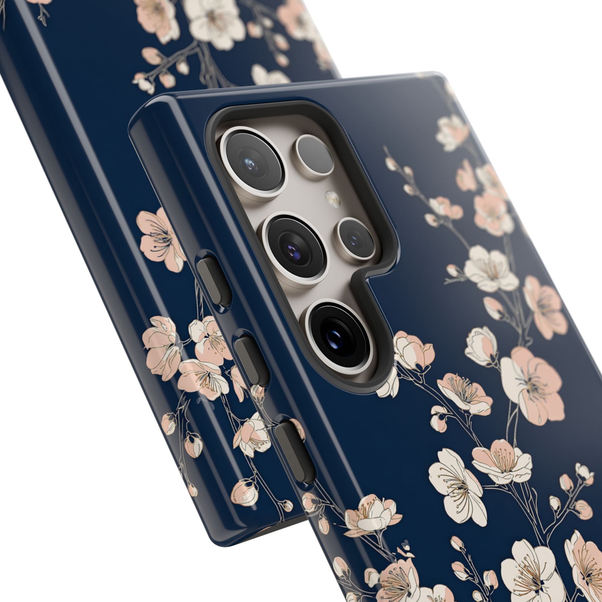Blue Tough Phone Case for Samsung - Midnight Peach Sakura