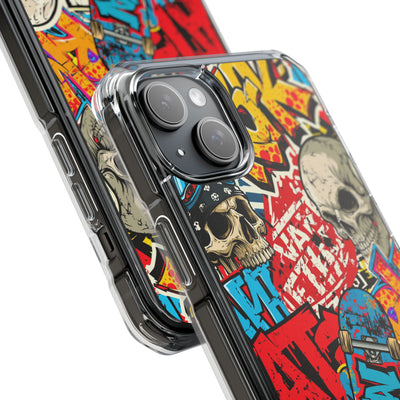 Skate Skull Riot · Clear Impact Magnetic Phone Case for iPhone · Red