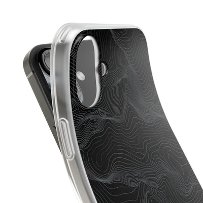 Black Lite Phone Case for iPhone - Obsidian Topo Wireframe
