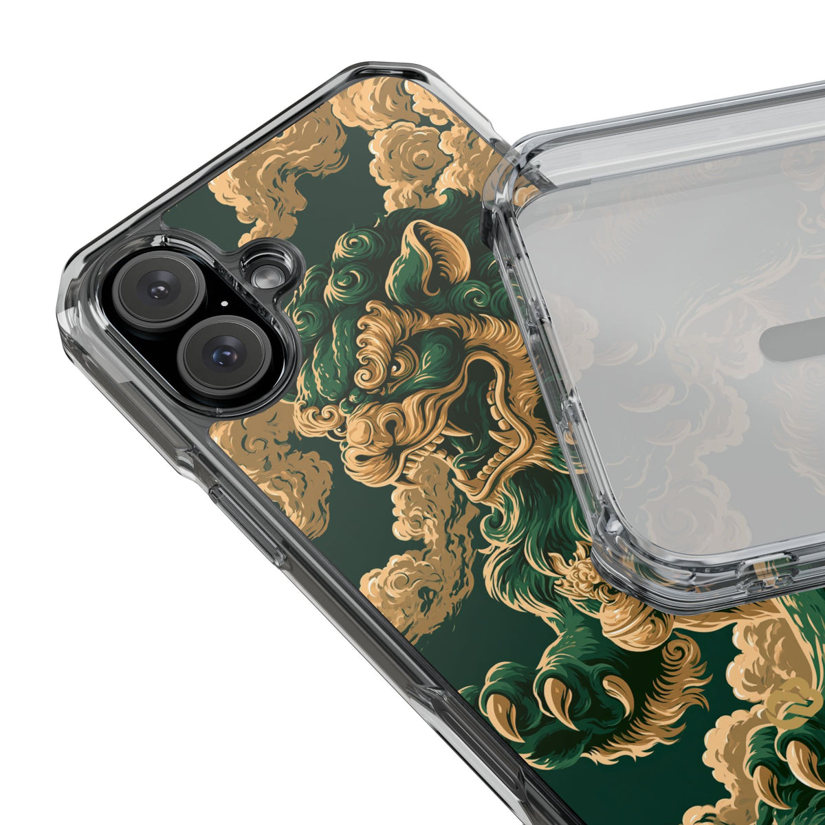 Imperial Guardian Lion · Clear Impact Magnetic Phone Case for iPhone · Green