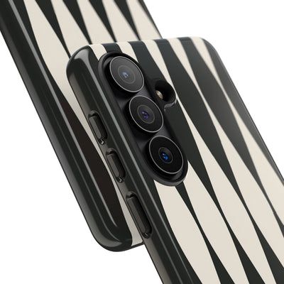 Black Tough Phone Case for Samsung - Ivory Spindle Grid