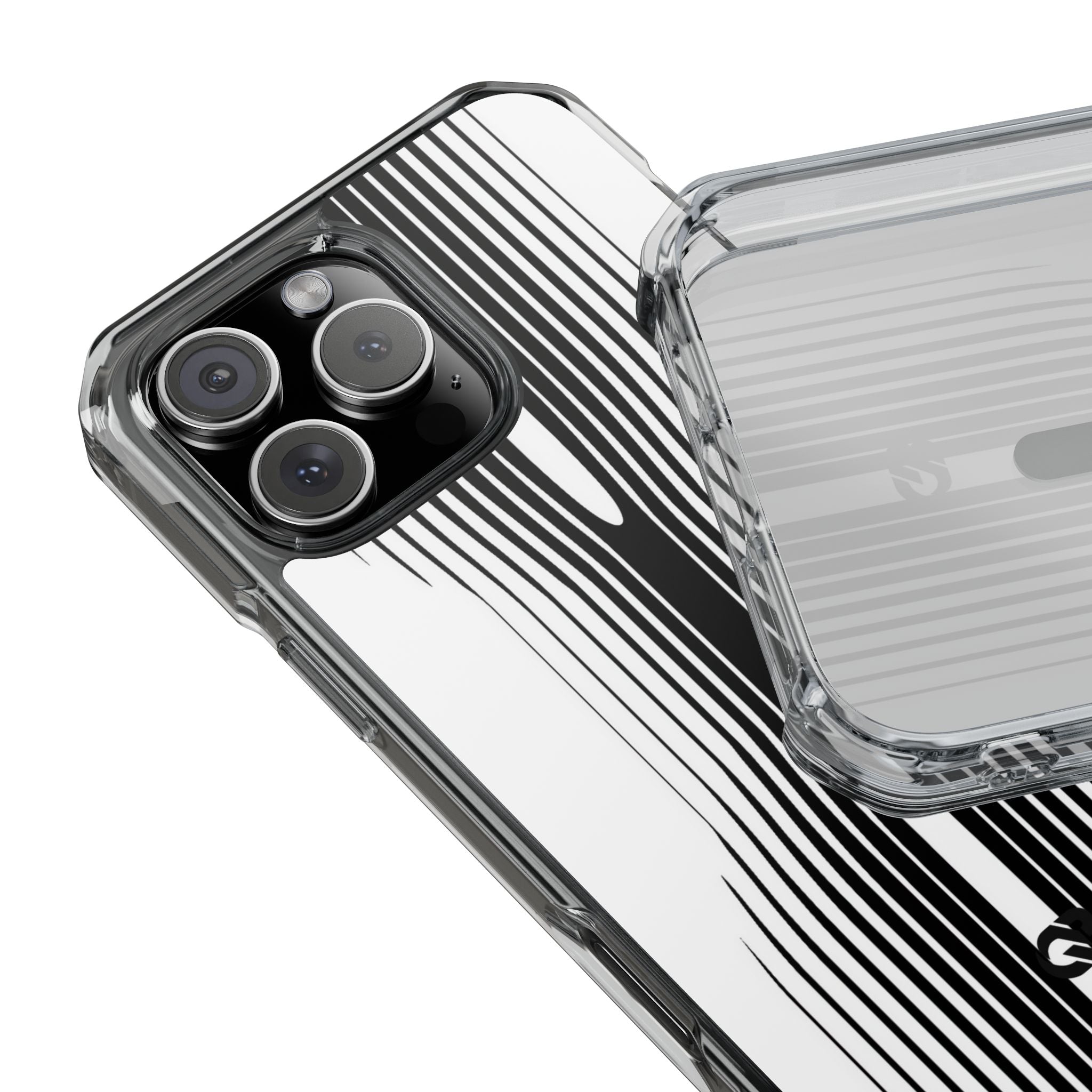 White Impact MagSafe Phone Case for iPhone - Kinetic Mono Distortion