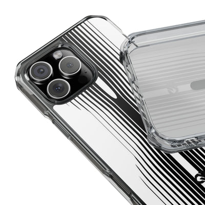 White Impact MagSafe Phone Case for iPhone - Kinetic Mono Distortion