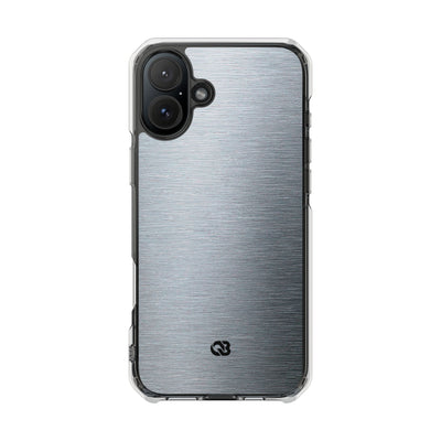 Brushed Aluminum · Clear Impact Magnetic Phone Case for iPhone ·  Silver