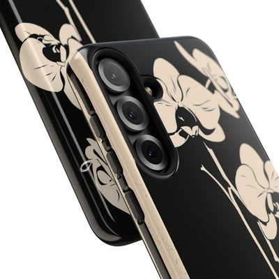 Black Tough Phone Case for Samsung - Obsidian Bone Orchid