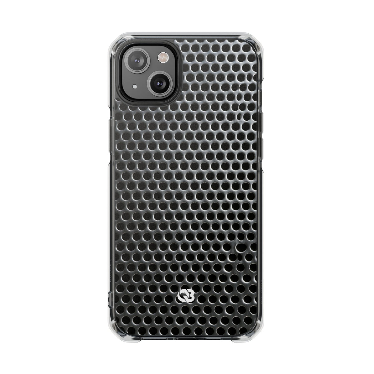 Brushed Perforated Steel · Clear Impact Magnetic Phone Case for iPhone ·  Silver