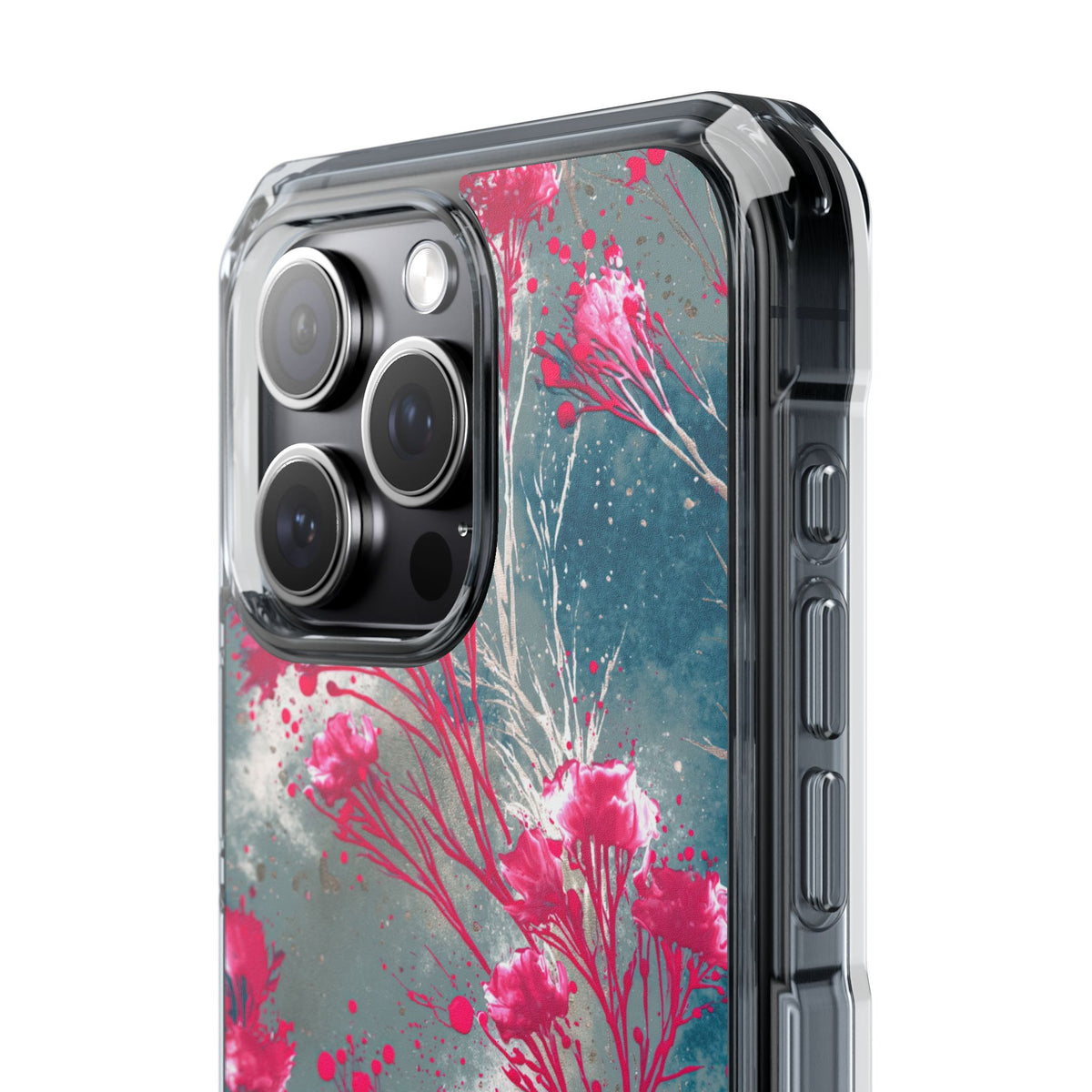 Cyber Blossom · Clear Impact Magnetic Phone Case for iPhone · Teal