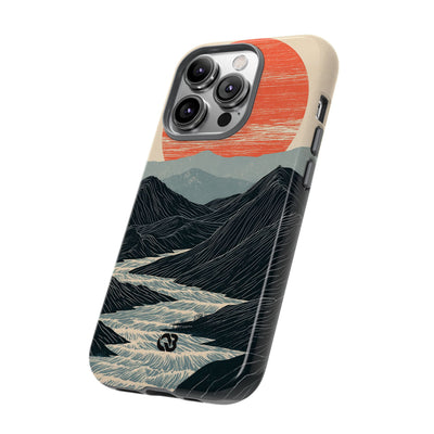 Beige Tough Phone Case for iPhone - Crimson Ridge Flow