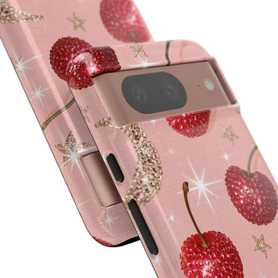 Bedazzled Ruby Cherries · Tough Phone Case for Pixel ·  Pink