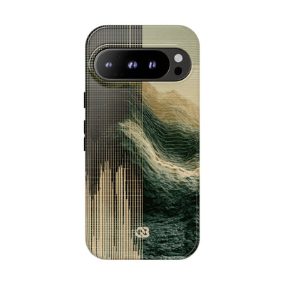 Beige Tough Phone Case for Google Pixel - Veridian Data Ridge
