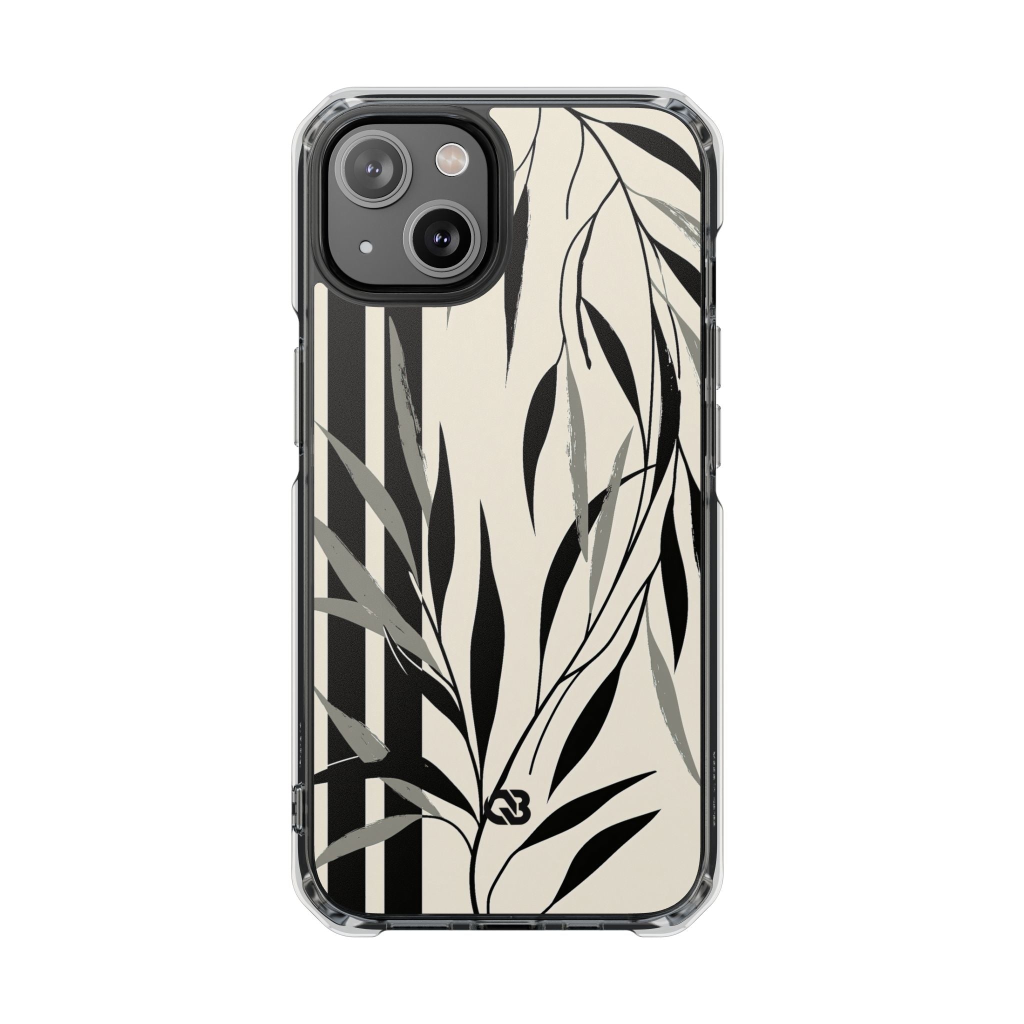 Beige Impact MagSafe Phone Case for iPhone - Soot Leaf Sketch