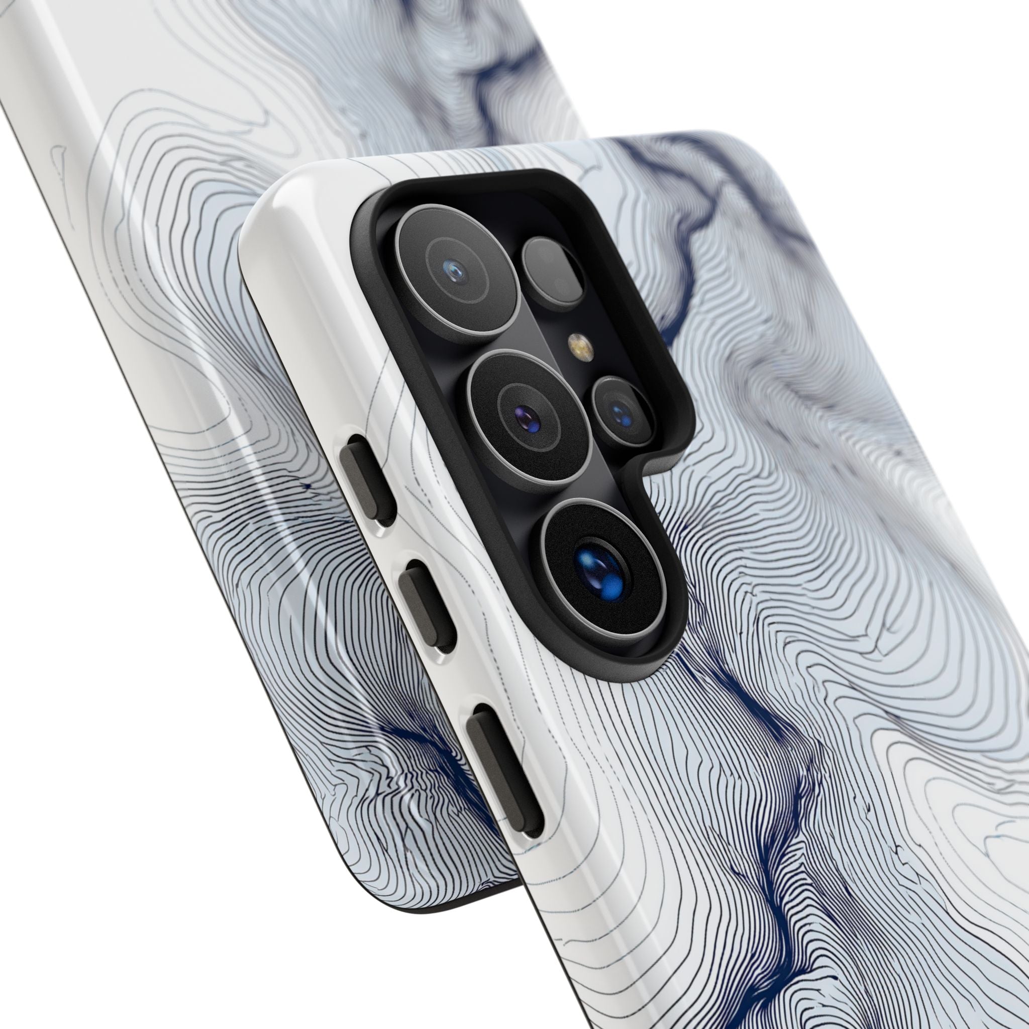 White Tough Phone Case for Samsung - Nordic Ridge Topo