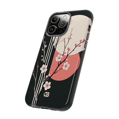 Black Tough Phone Case for iPhone - Kyoto Midnight Blossom