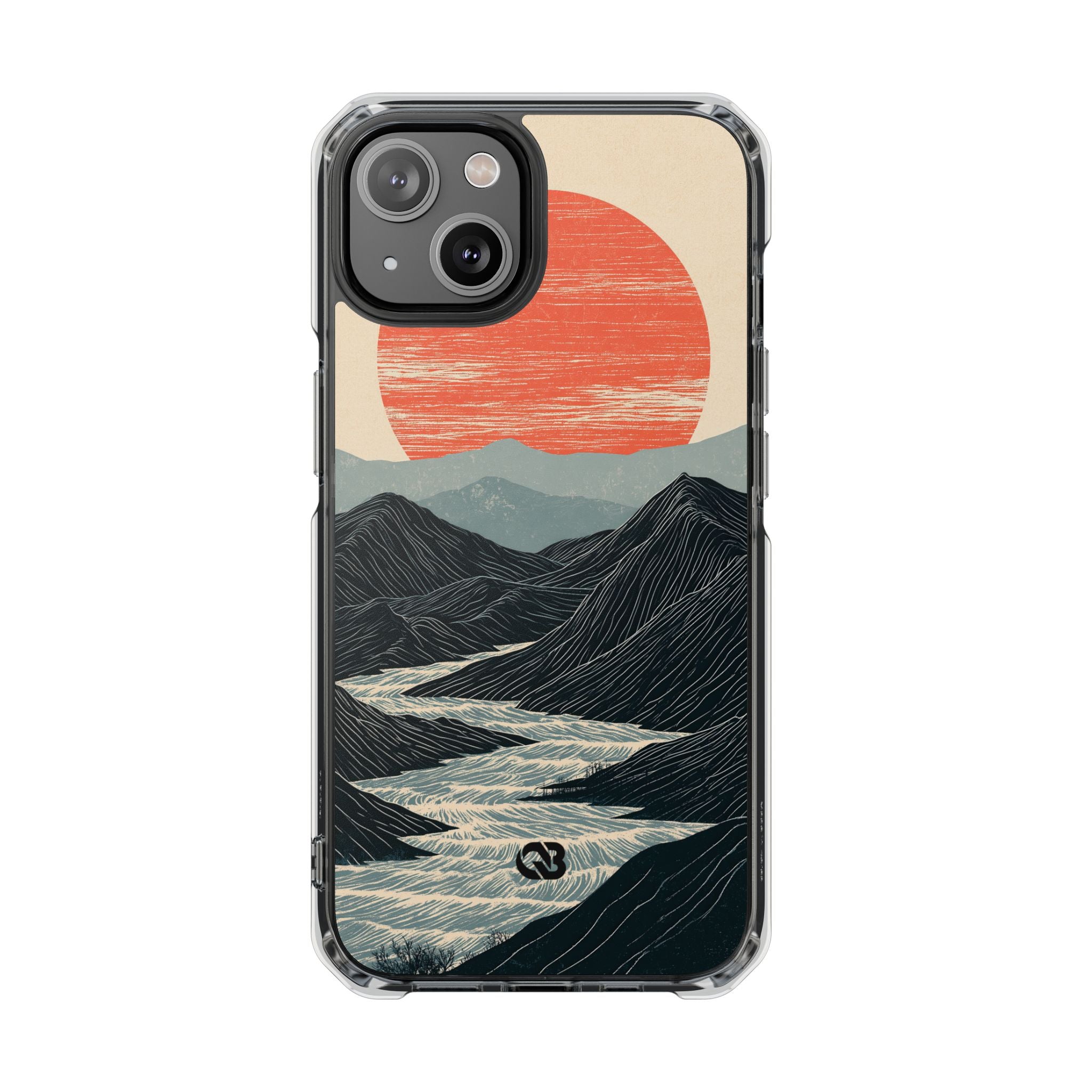 Beige Impact MagSafe Phone Case for iPhone - Crimson Ridge Flow