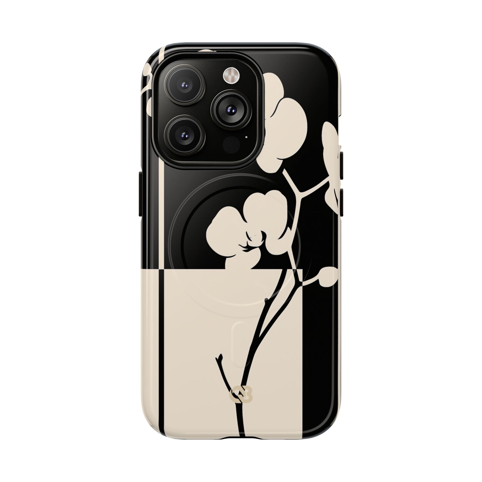 Beige Tough 2.0 Magsafe Phone Case for iPhone - Nocturnal Orchid Frame