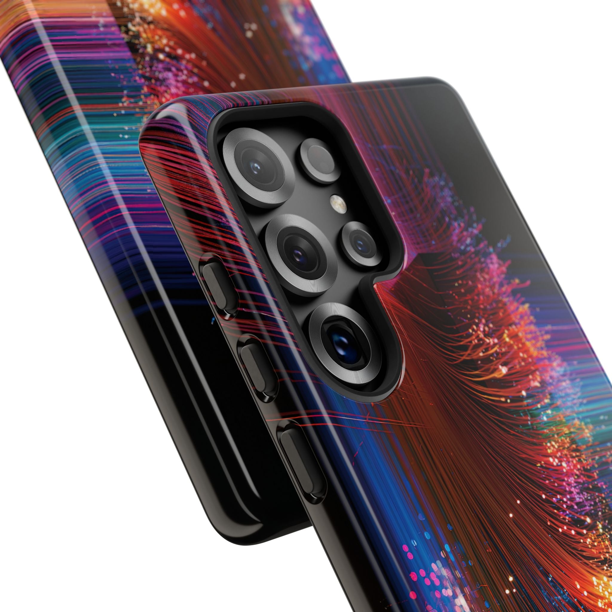Black Tough Phone Case for Samsung - Cyber Optic Streak