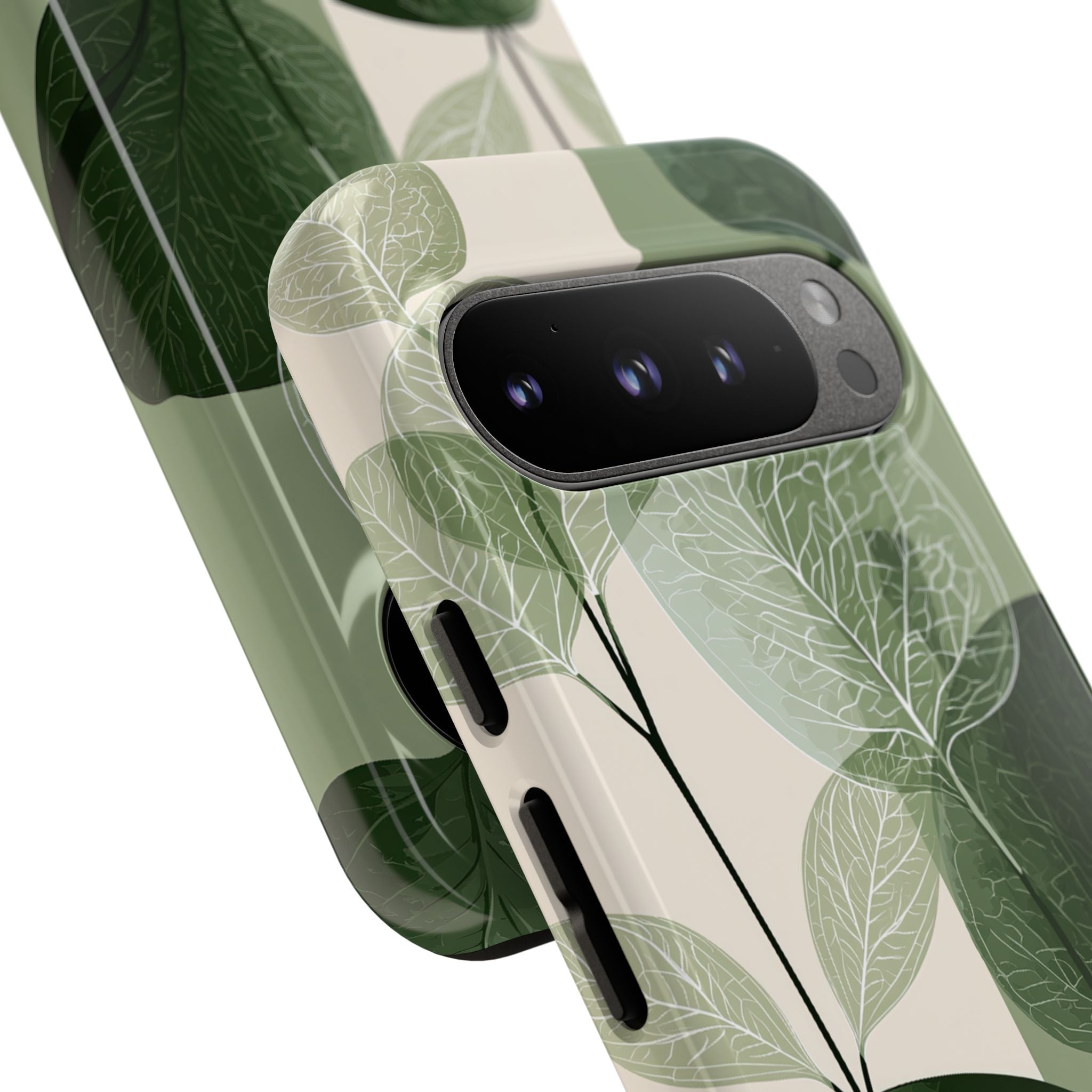 Green Tough Phone Case for Google Pixel - Sage Leaf Skeletals