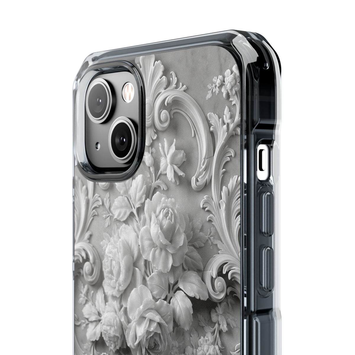Rococo Marble Rose · Clear Impact Magnetic Phone Case for iPhone · White