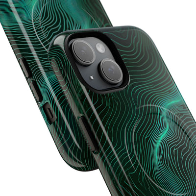 Teal Tough 2.0 Magsafe Phone Case for iPhone - Neon Jade Contour