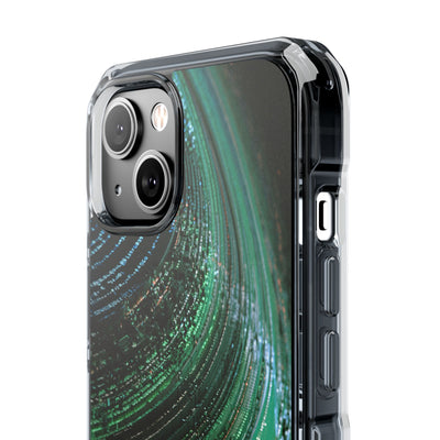 Orbital Data Stream · Clear Impact Magnetic Phone Case for iPhone · Green