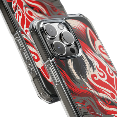 Crimson Kitsune Spirit · Clear Impact Magnetic Phone Case for iPhone · Red