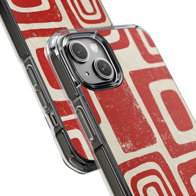 Vermilion Block Motif · Clear Impact Magnetic Phone Case for iPhone · Red