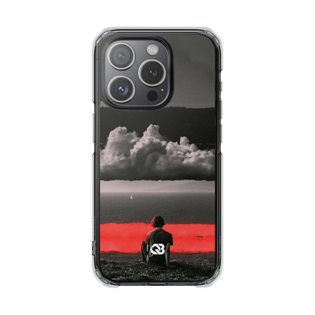 Crimson Horizon · Clear Impact Magnetic Phone Case for iPhone ·  Black