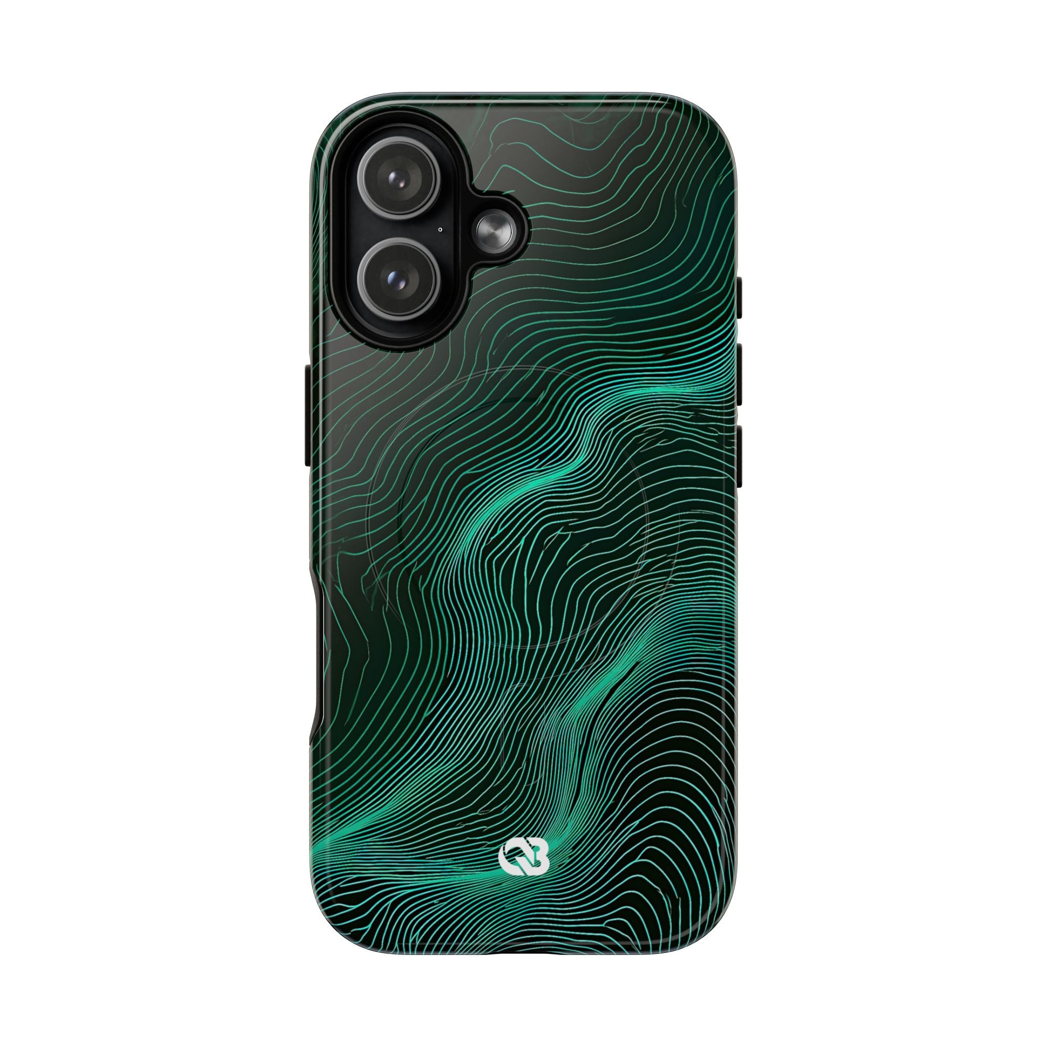 Teal Tough 2.0 Magsafe Phone Case for iPhone - Neon Jade Contour