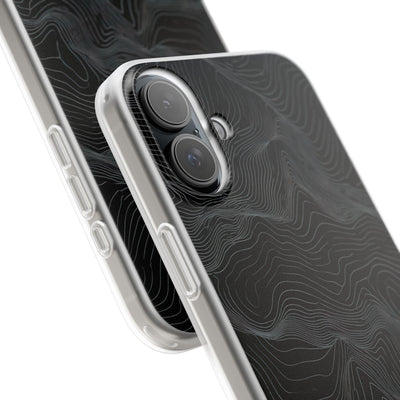 Black Lite Phone Case for iPhone - Obsidian Topo Wireframe
