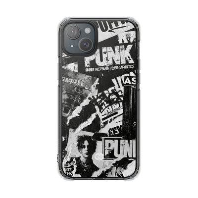 Underground Punk Collage · Clear Impact Magnetic Phone Case for iPhone · Black