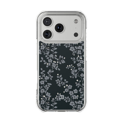 Black Impact MagSafe Phone Case for iPhone - Midnight Slate Blossom