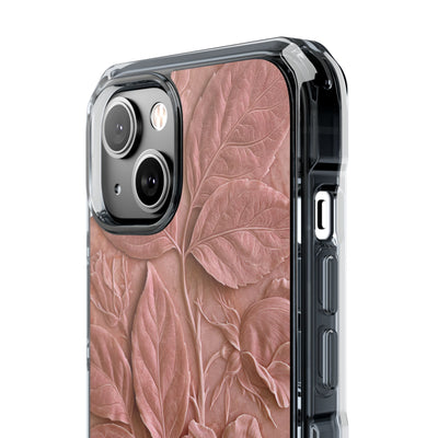 Blush Rose Relief · Clear Impact Magnetic Phone Case for iPhone · Pink