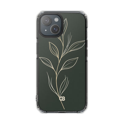 Minimal Botanical Stem · Clear Impact Magnetic Phone Case for iPhone ·  Green